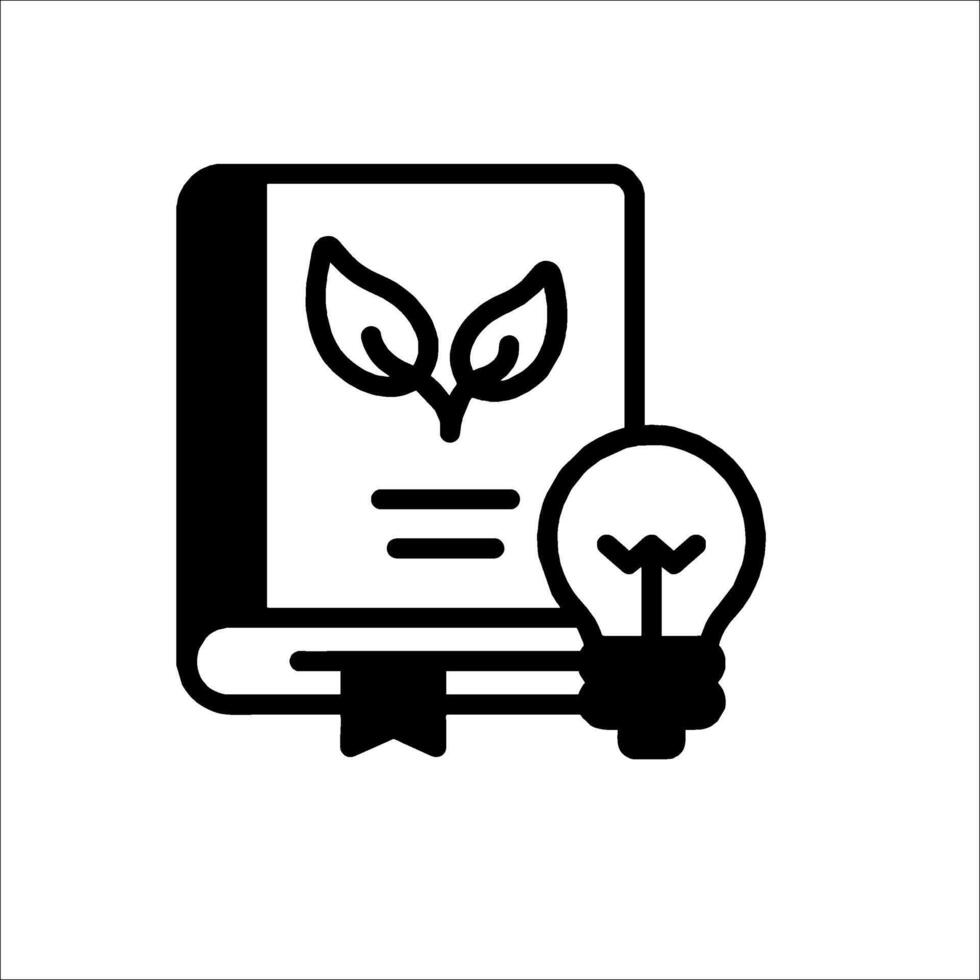 A book with a light bulb and leaf icon vector