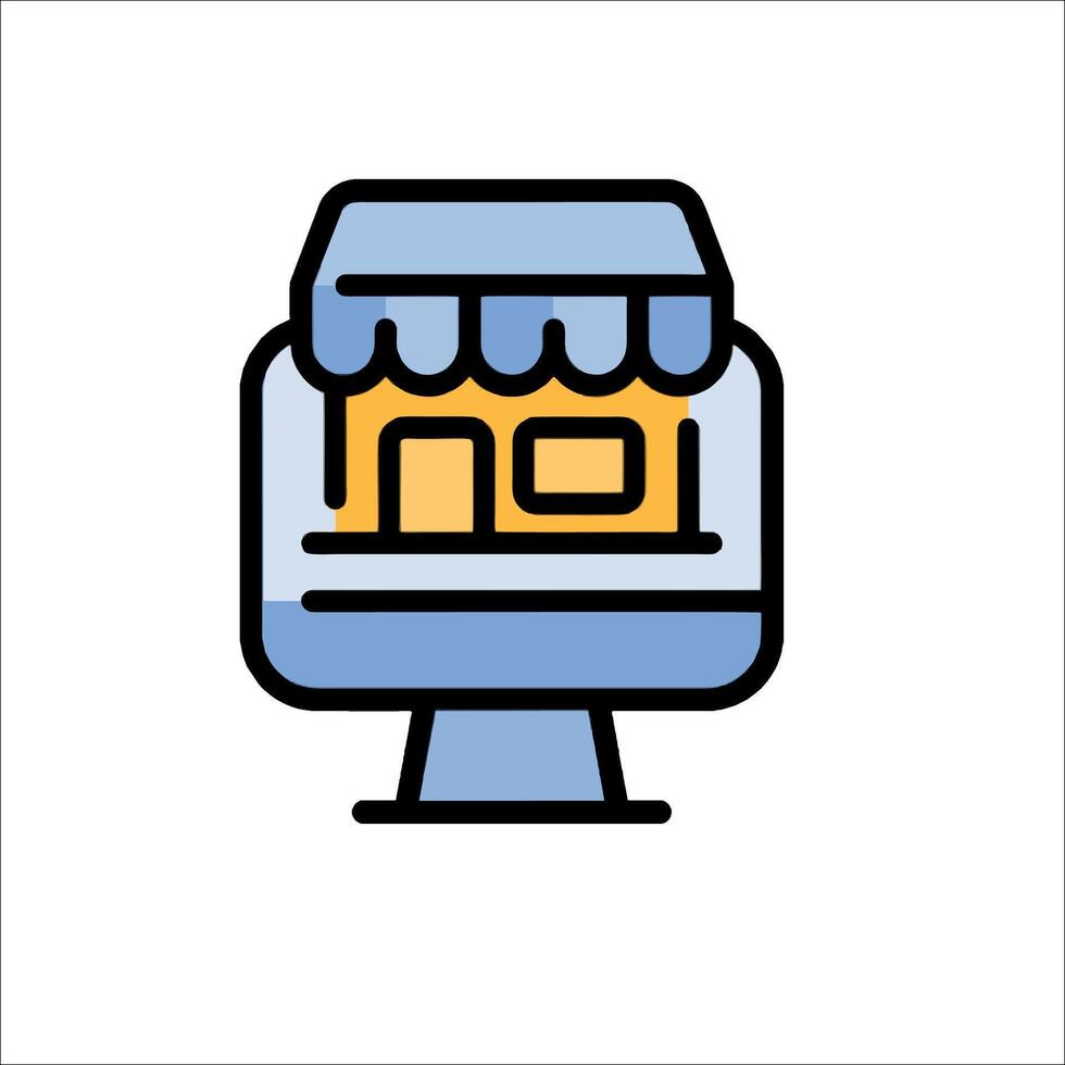 A store icon with a window and a door vector