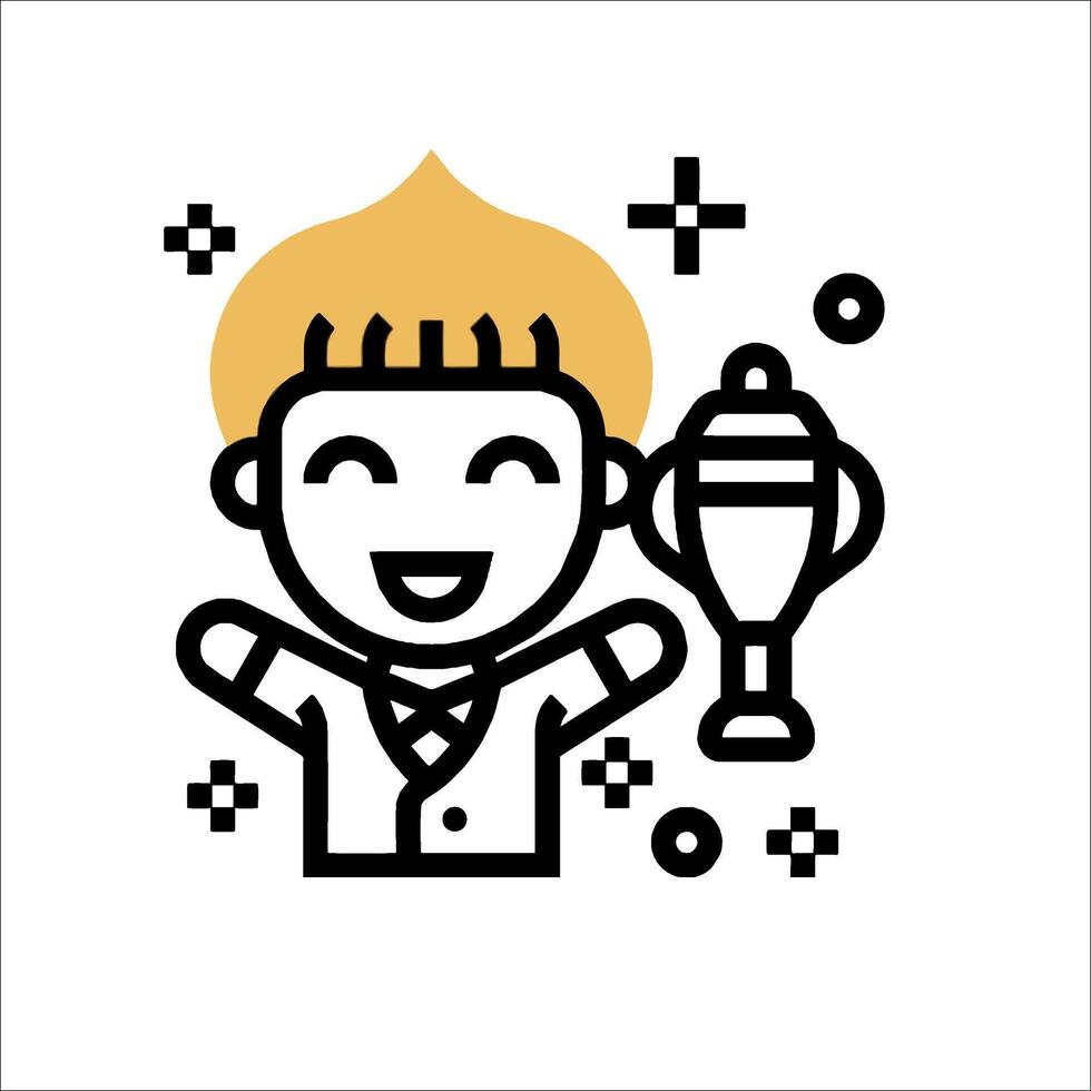 A cartoon character holding a trophy and a cup vector