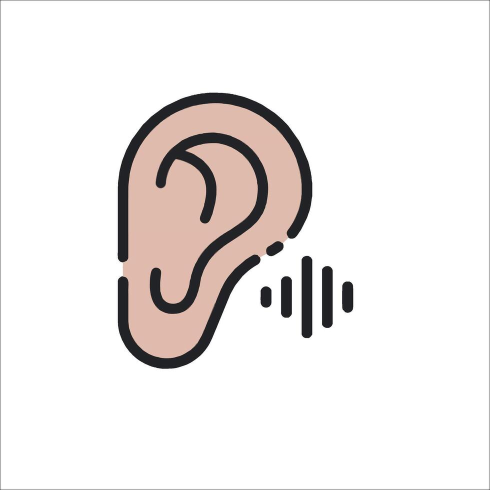 An ear icon with a sound wave coming out of it vector