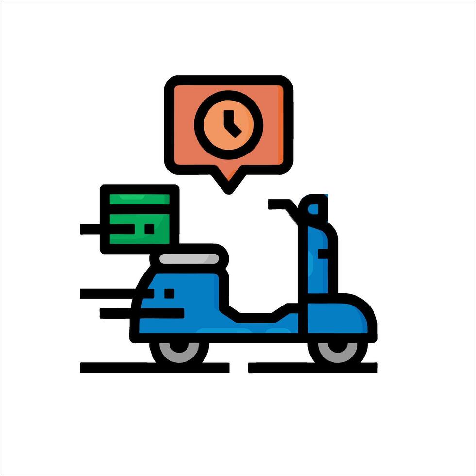 A scooter with a clock and a box on it vector
