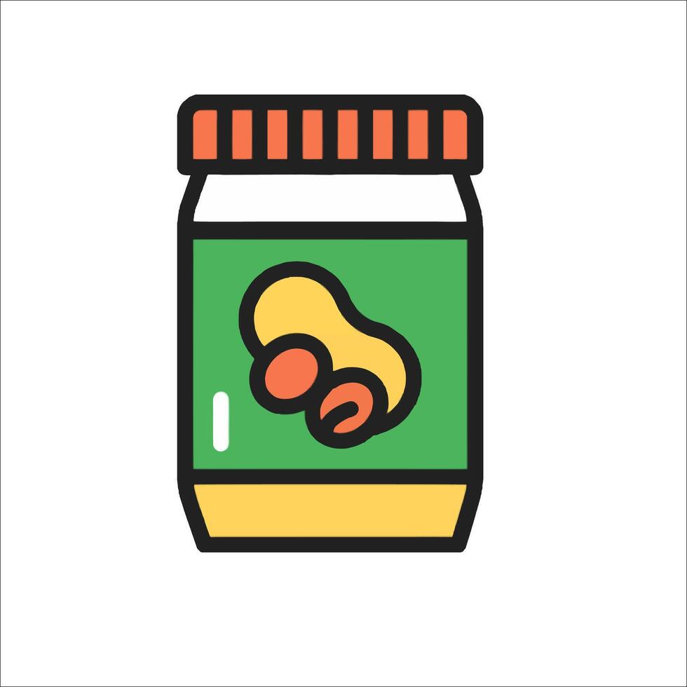 A jar of peanut butter with a lid on it vector