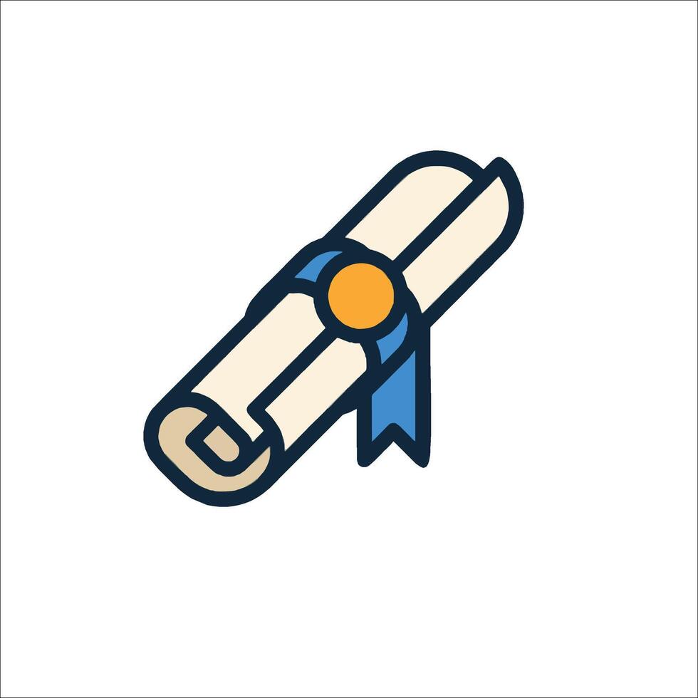 A diploma icon with a blue ribbon vector