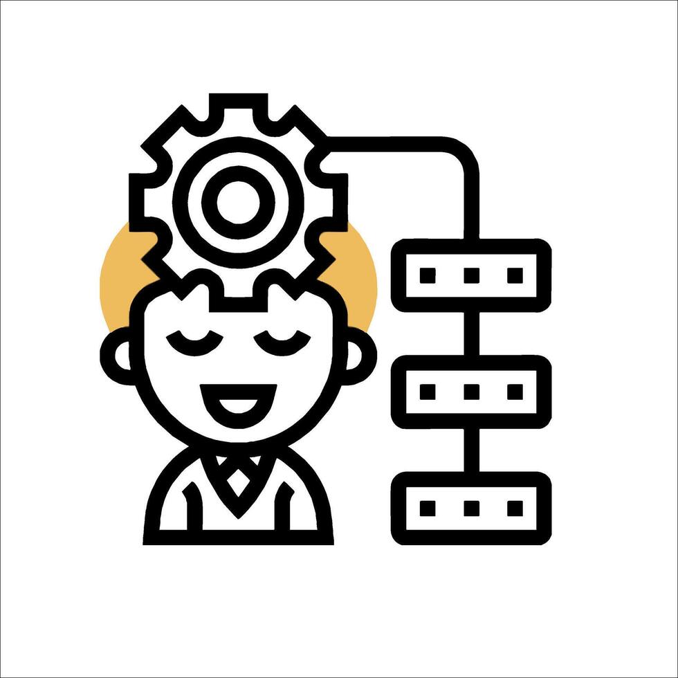 A man with a gear wheel on his head vector