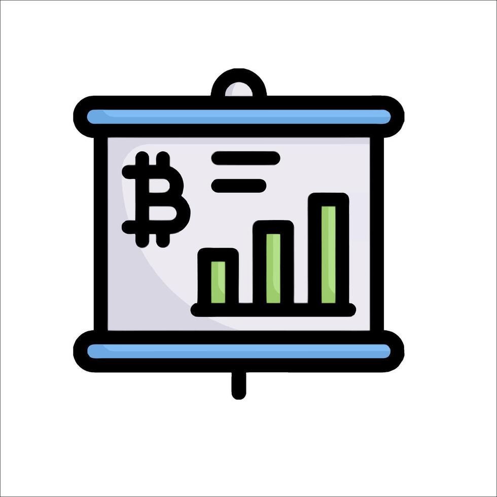 Bitcoin chart icon illustration vector