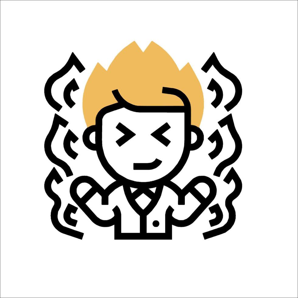 A cartoon man with fire coming out of his head vector