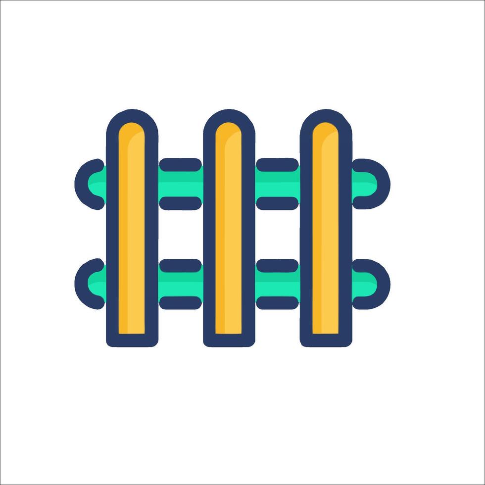 A line of wooden sticks with a blue and yellow border vector