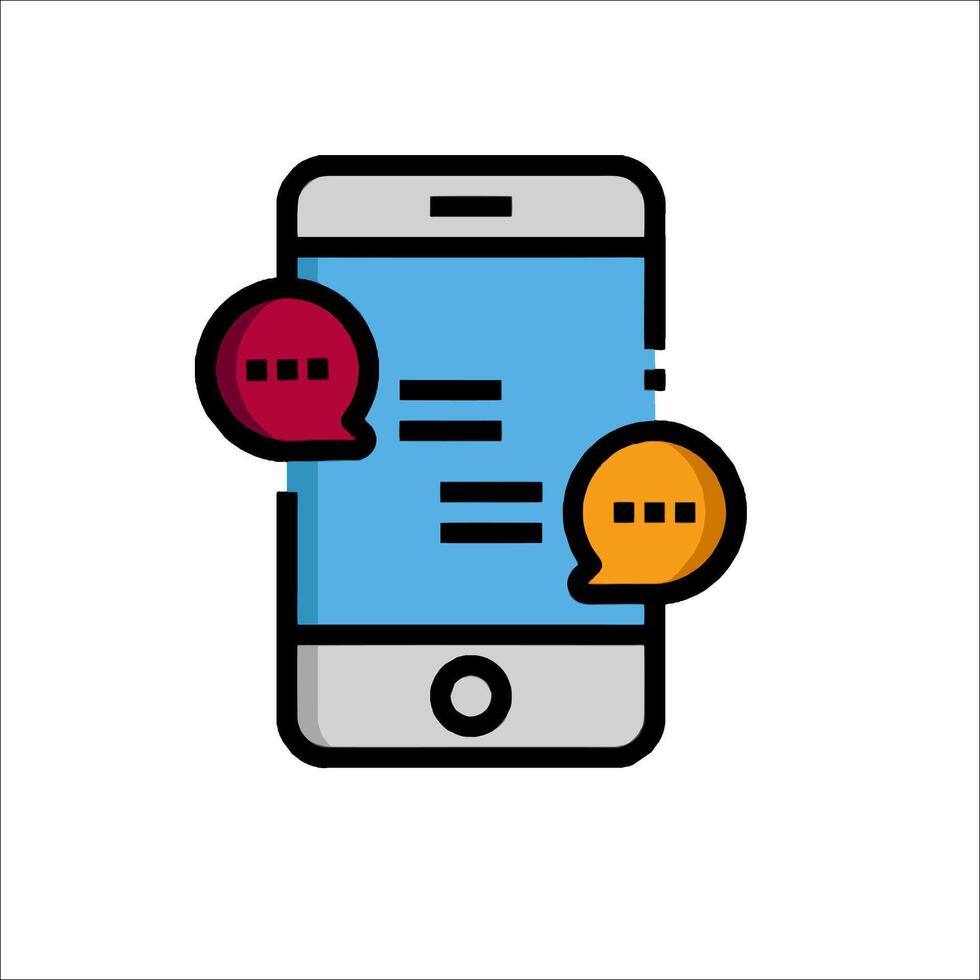 A phone with two speech bubbles on it vector