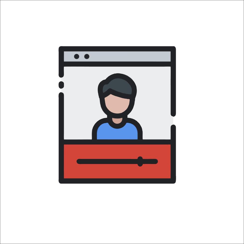 A person is sitting in a computer screen with a call icon vector