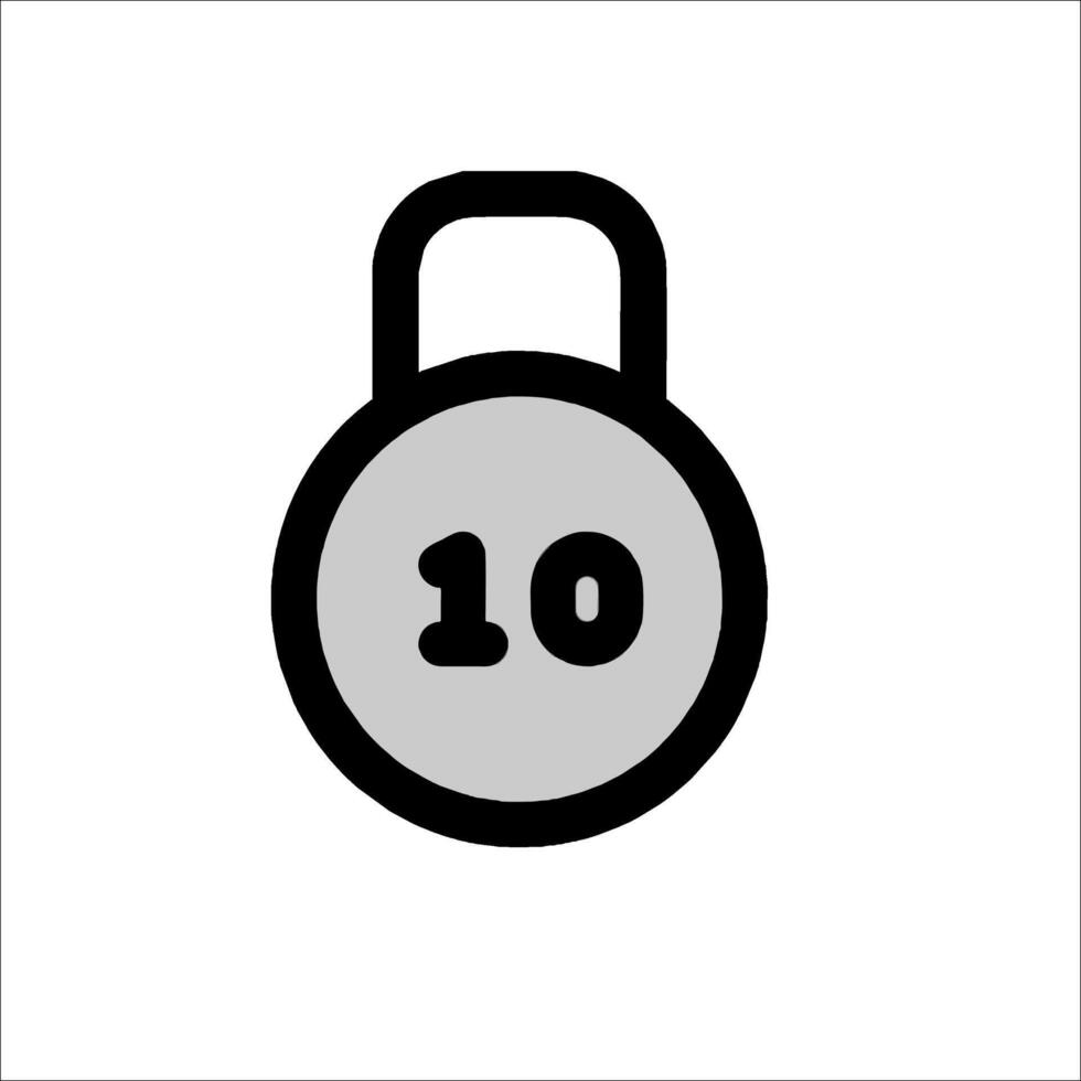 A black and white icon of a weight lock vector