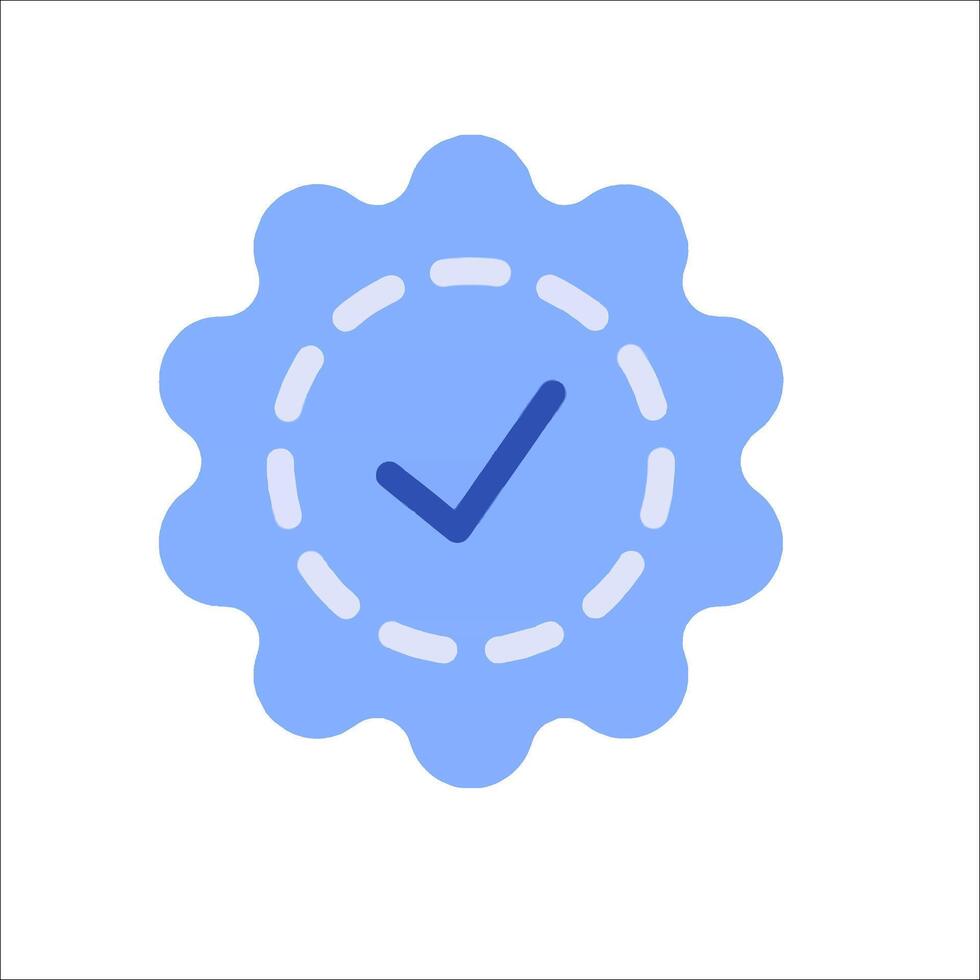 A blue badge with a tick mark on it vector