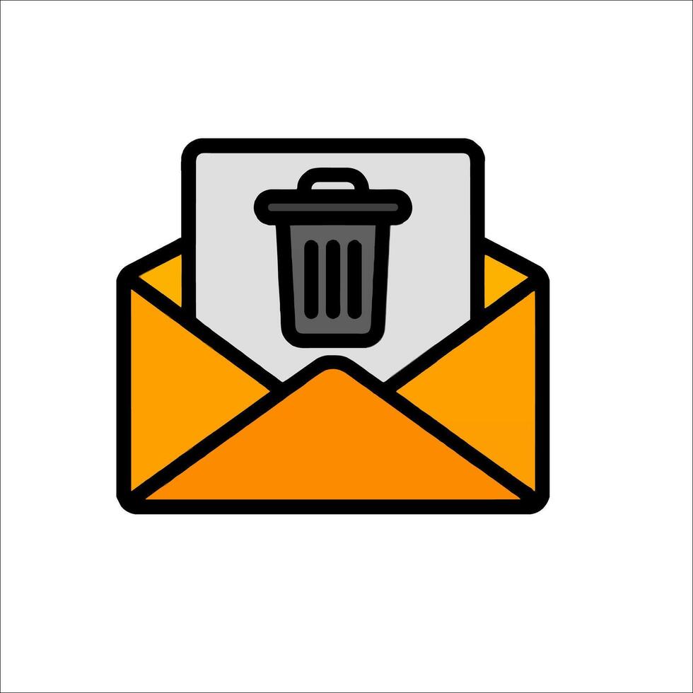 An envelope with a trash can icon on it vector