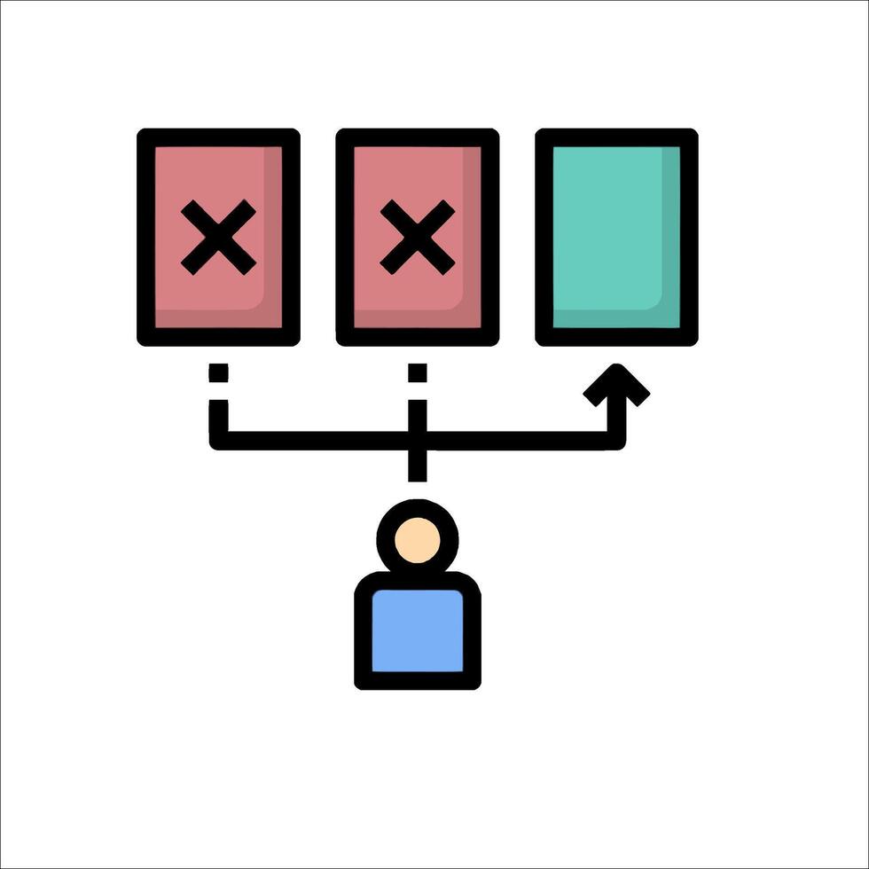 A person is standing in front of a computer with three different cards vector