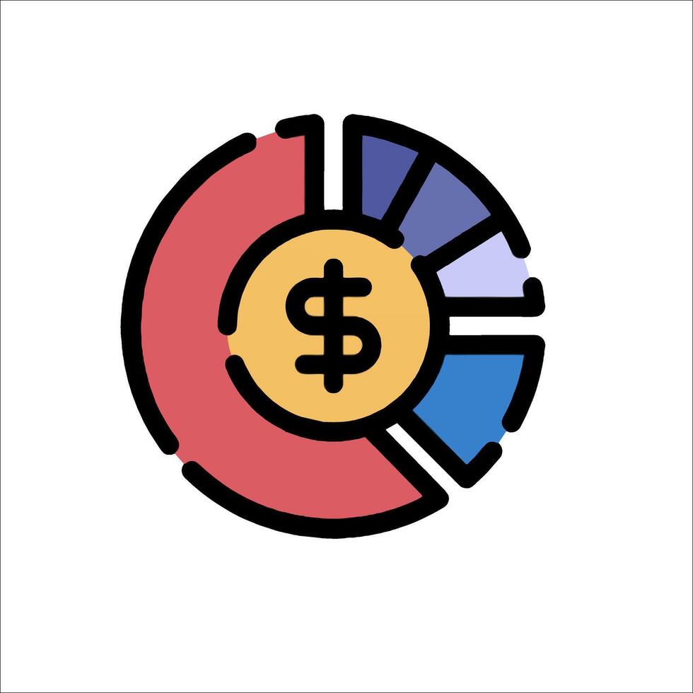 A dollar sign in a circle with a pie chart vector