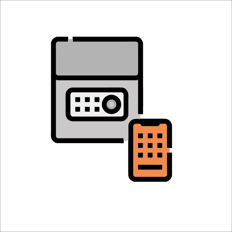 A phone and a computer are shown in a flat line vector