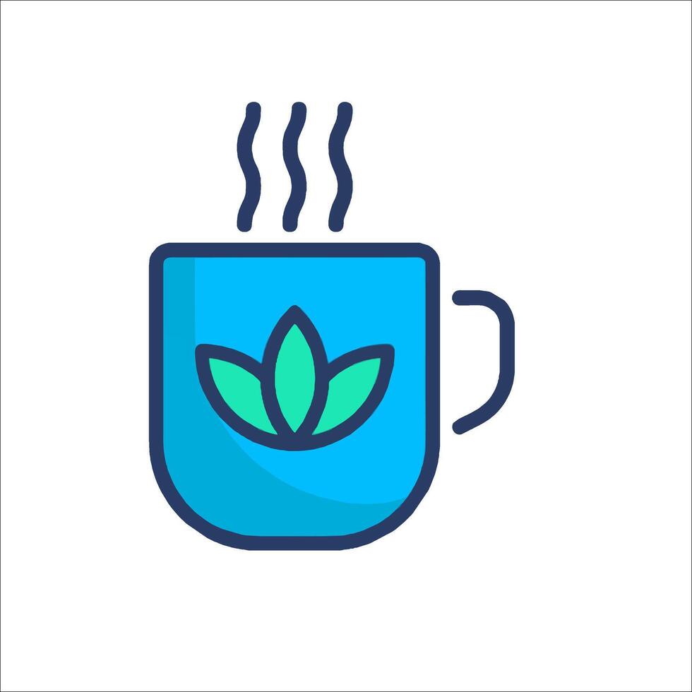 A cup of tea with a leaf on it vector