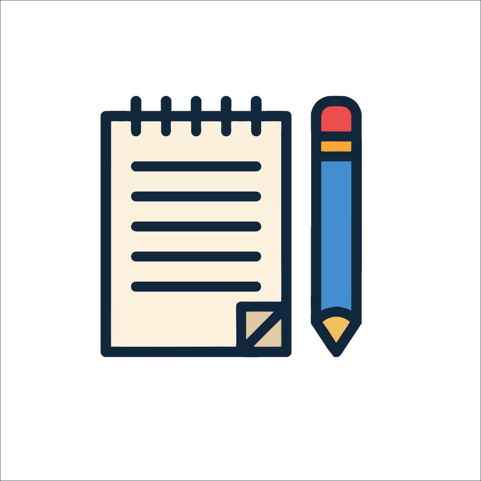 Notebook and pencil icon illustration vector