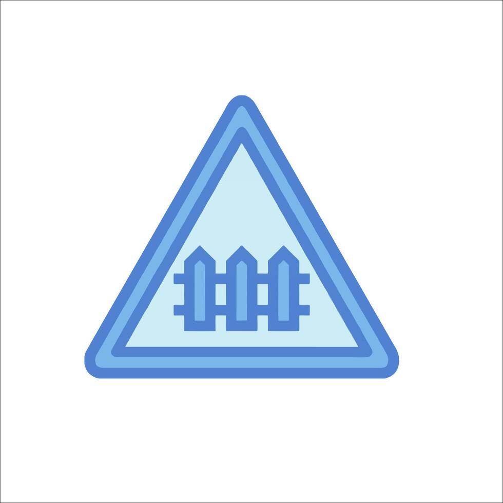 A blue triangle with a fence in the middle vector