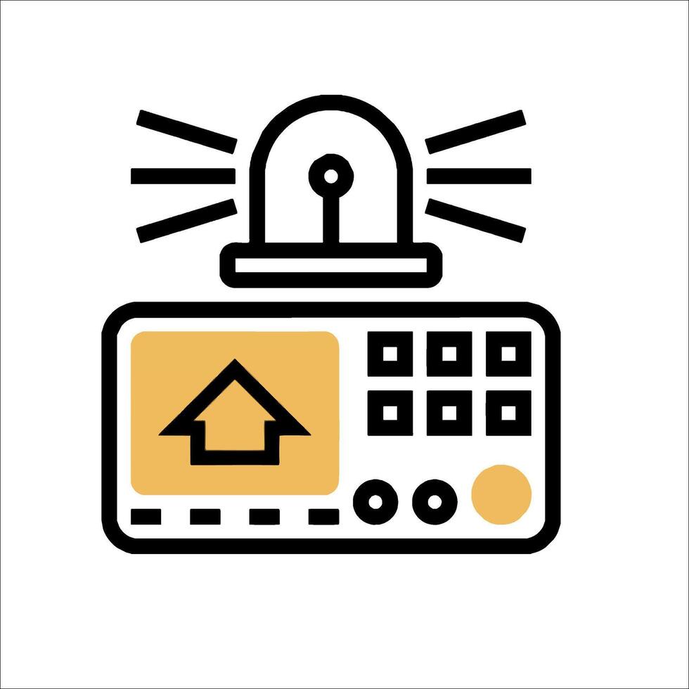 A black and yellow icon of a radio and a light vector