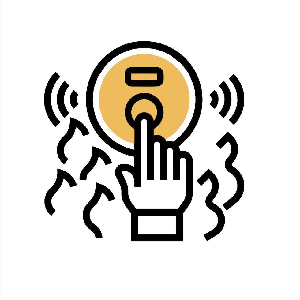 A hand pressing a button with a circle around it vector