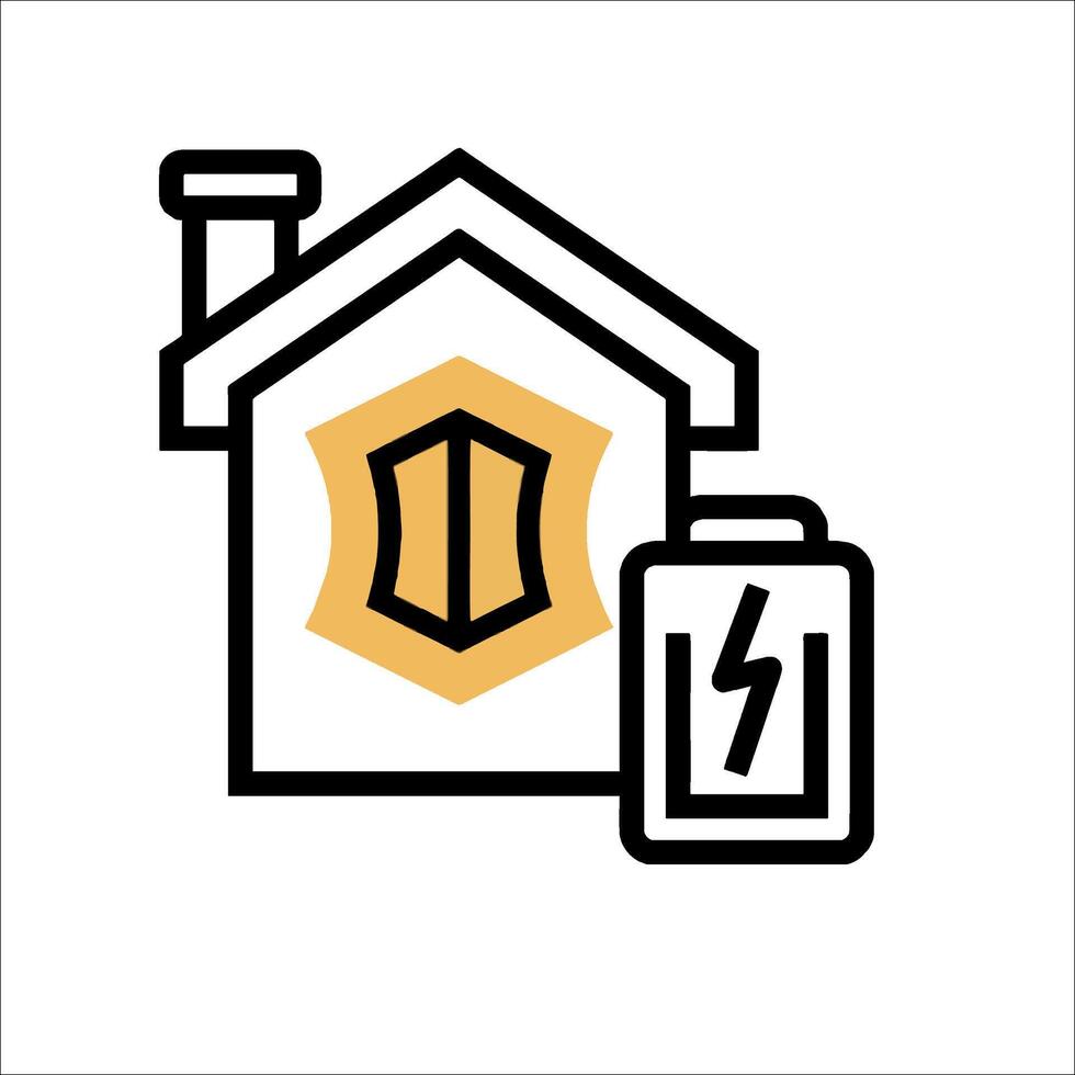 A house with a battery and a lightning bolt vector