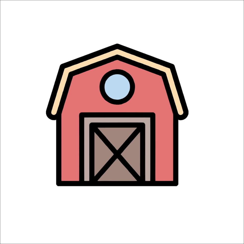 A red barn with a door and window vector