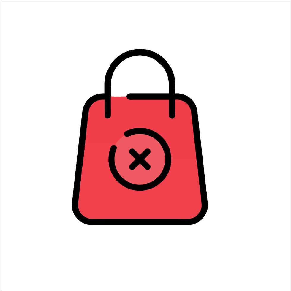A red shopping bag with an x on it vector