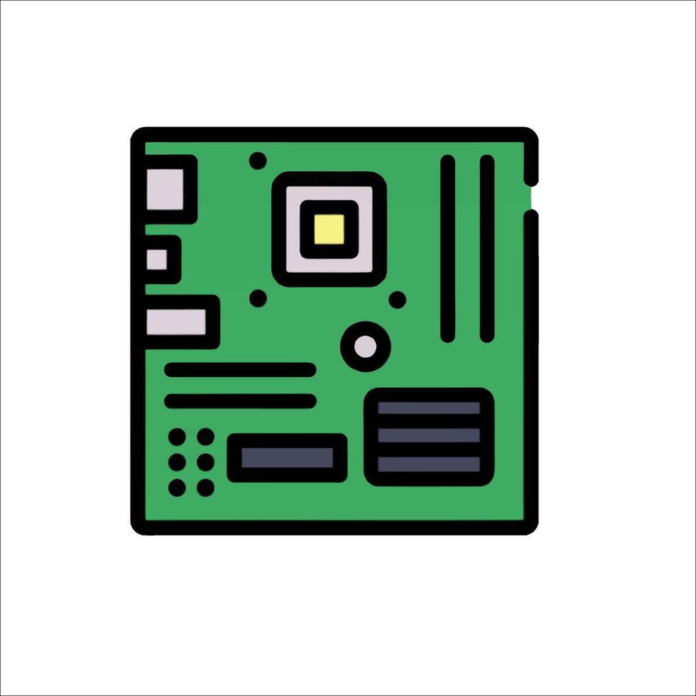A green computer motherboard icon on a white background vector