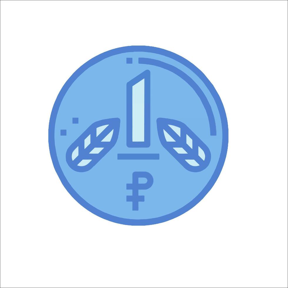 A blue coin with a number one on it vector