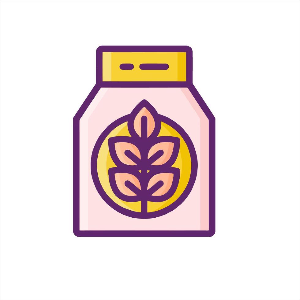 A jar of wheat flour with a leaf on it vector