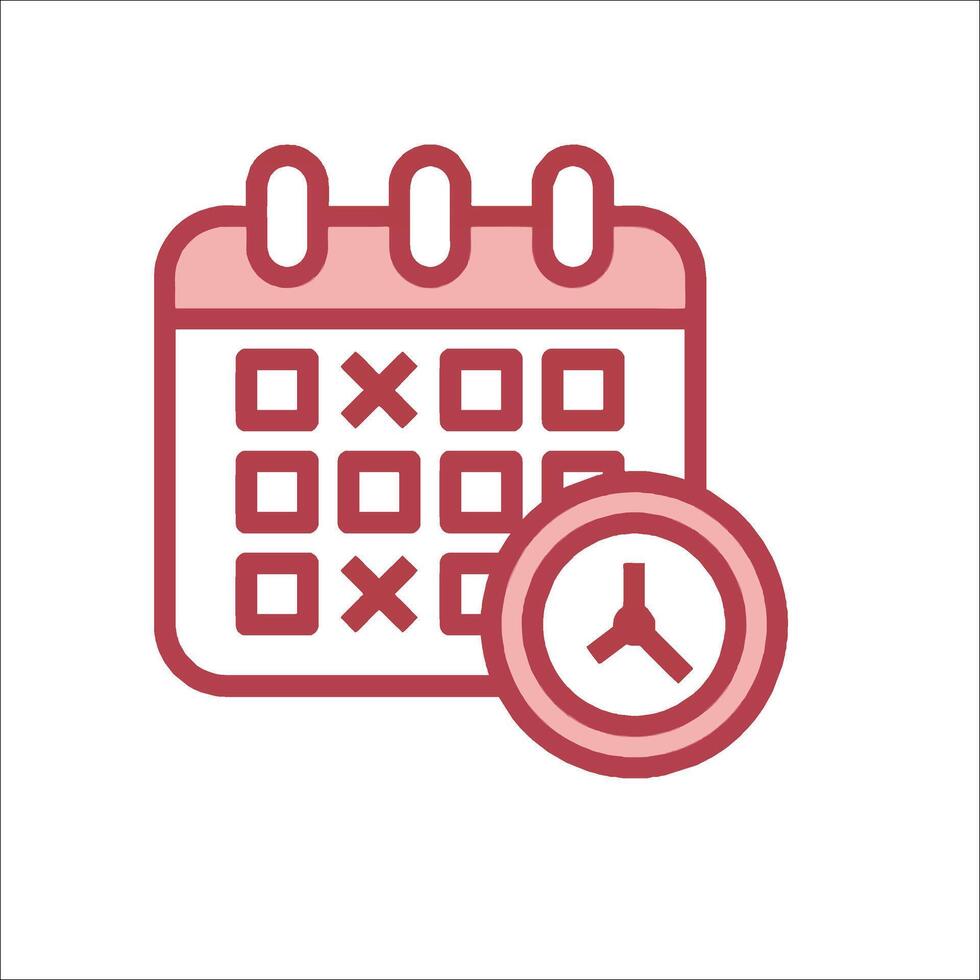 A calendar icon with a clock and a calendar vector