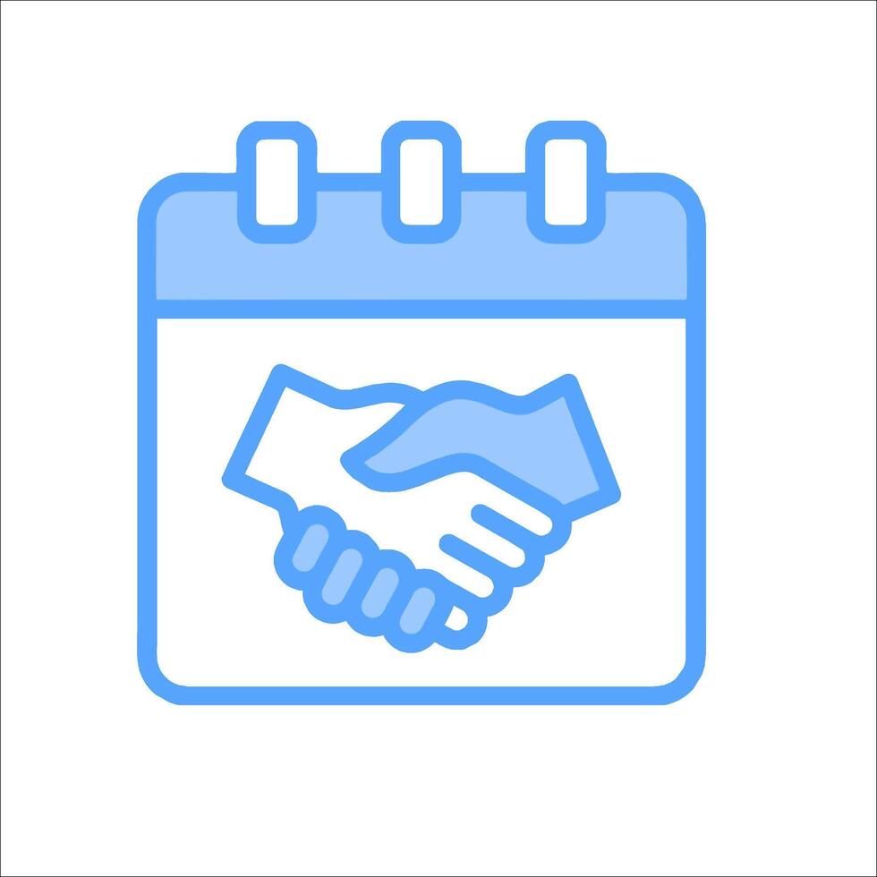 A calendar icon with two hands shaking hands vector
