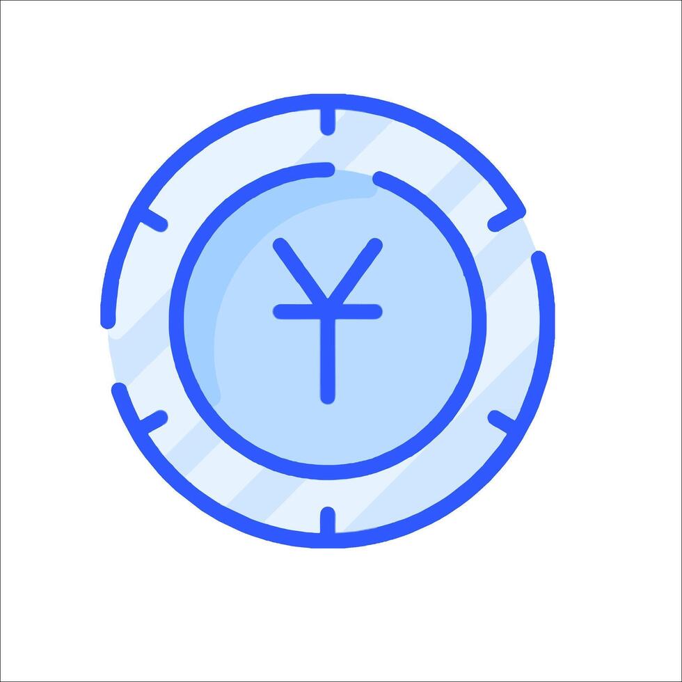 A blue circle with a y sign on it vector