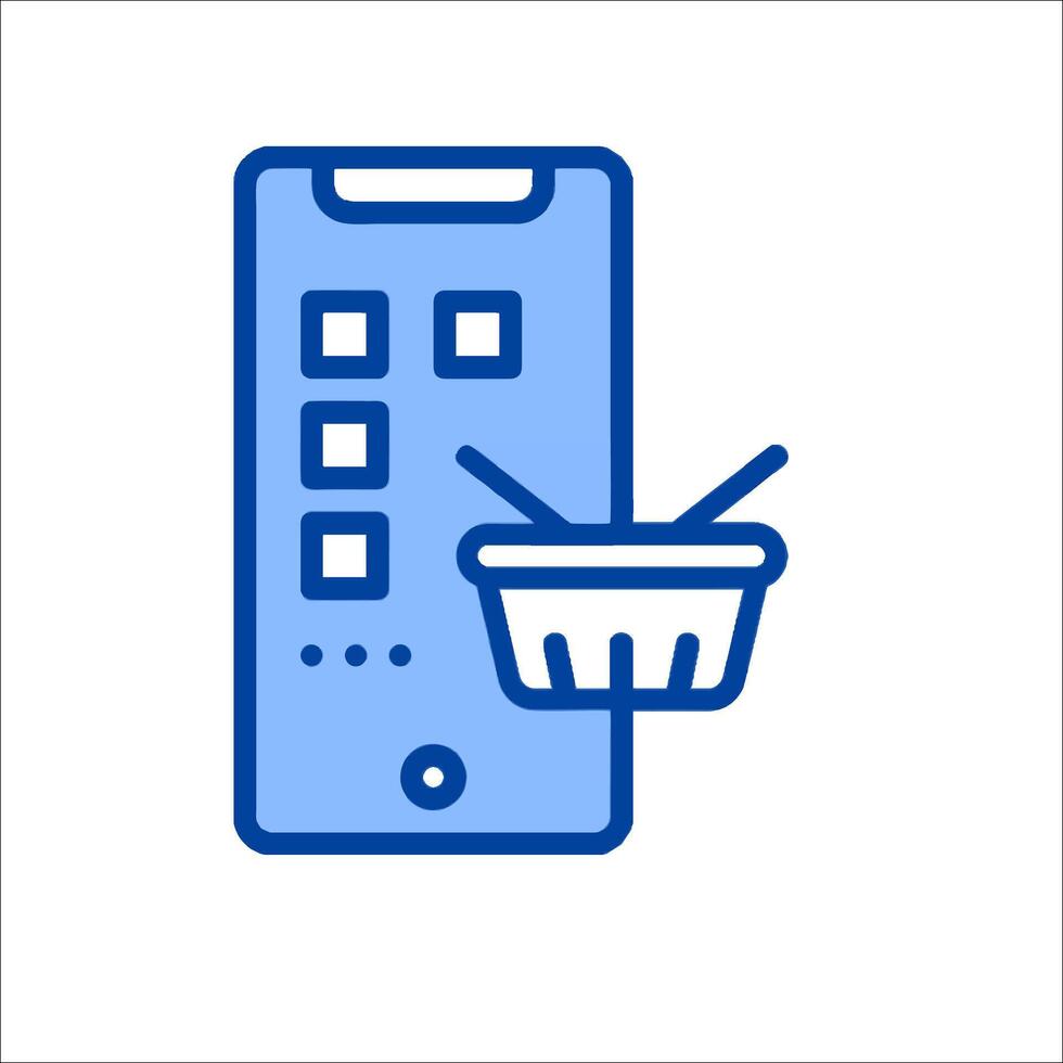 A smartphone with a basket and a fork in it vector