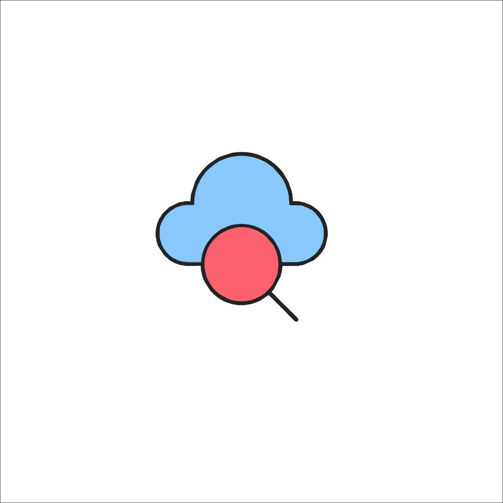 A cloud with a red and blue balloon on it vector
