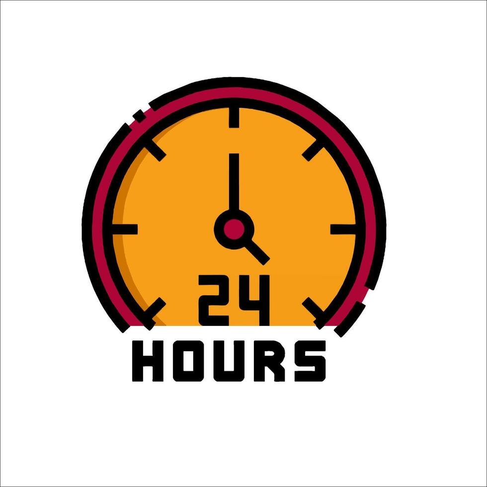 A clock with the words 24 hours on it vector