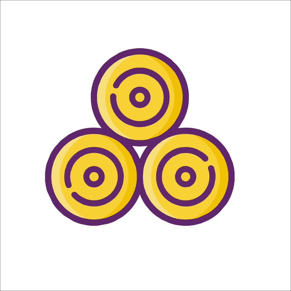 A yellow and purple logo with three circles vector