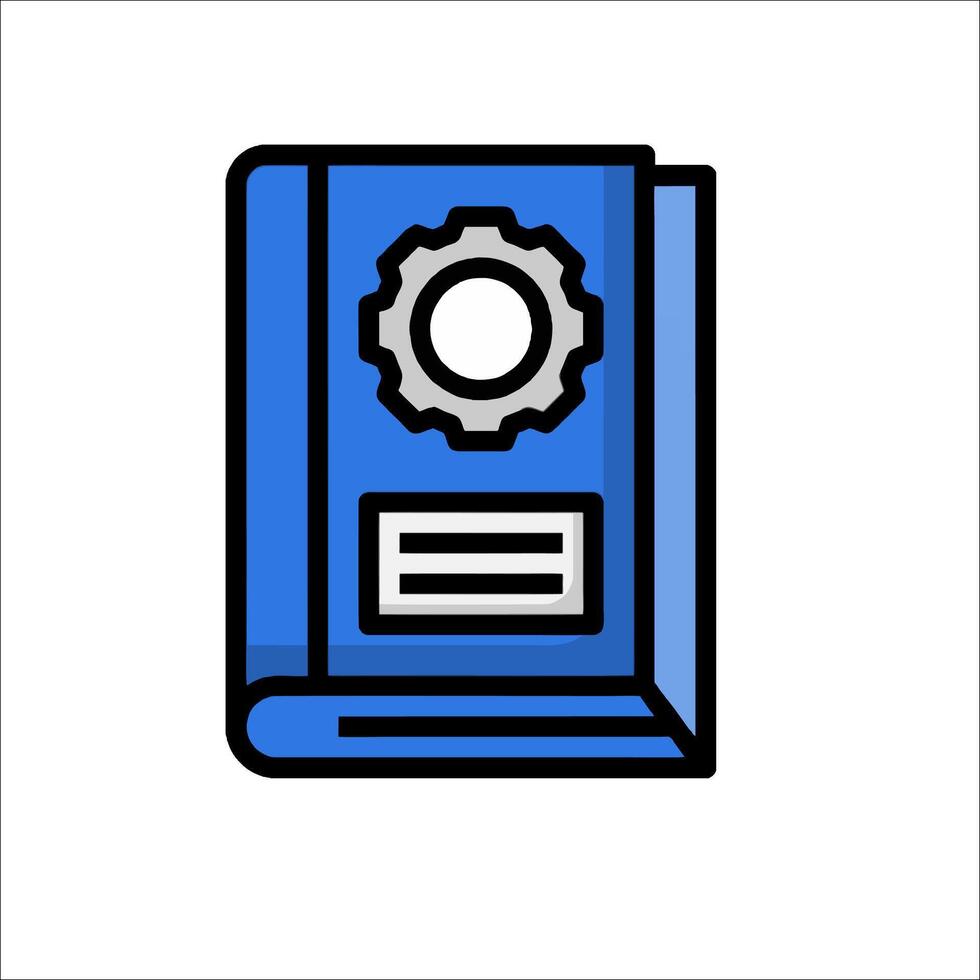 A blue book with gears on it vector