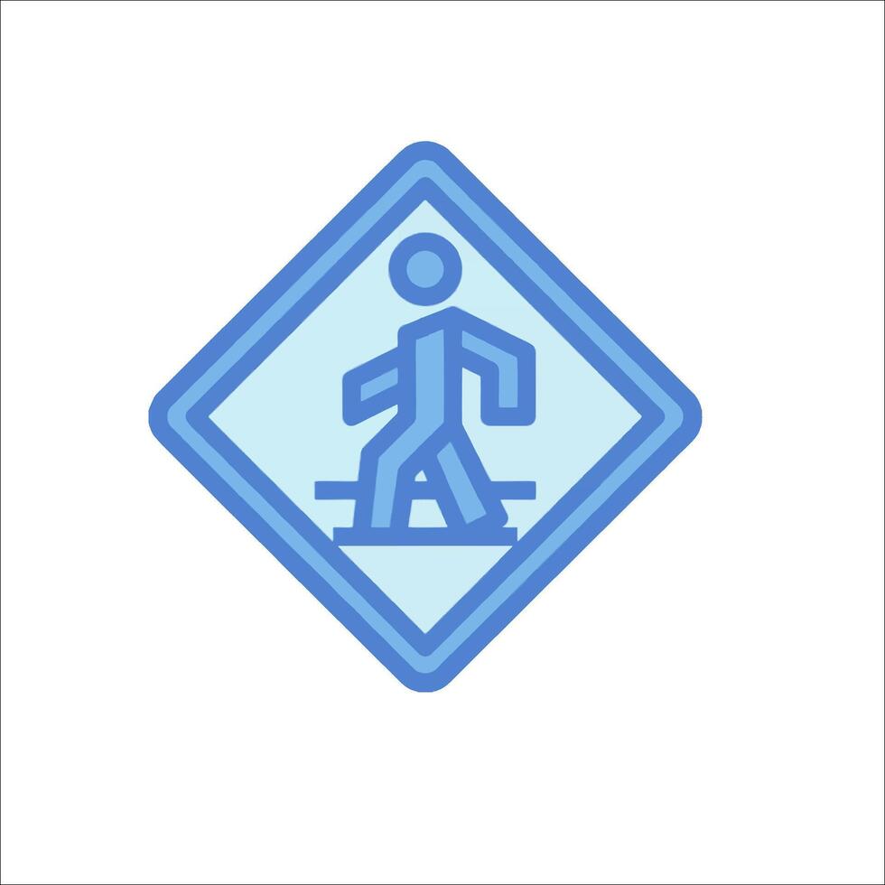 A blue sign with a man walking on a sidewalk vector