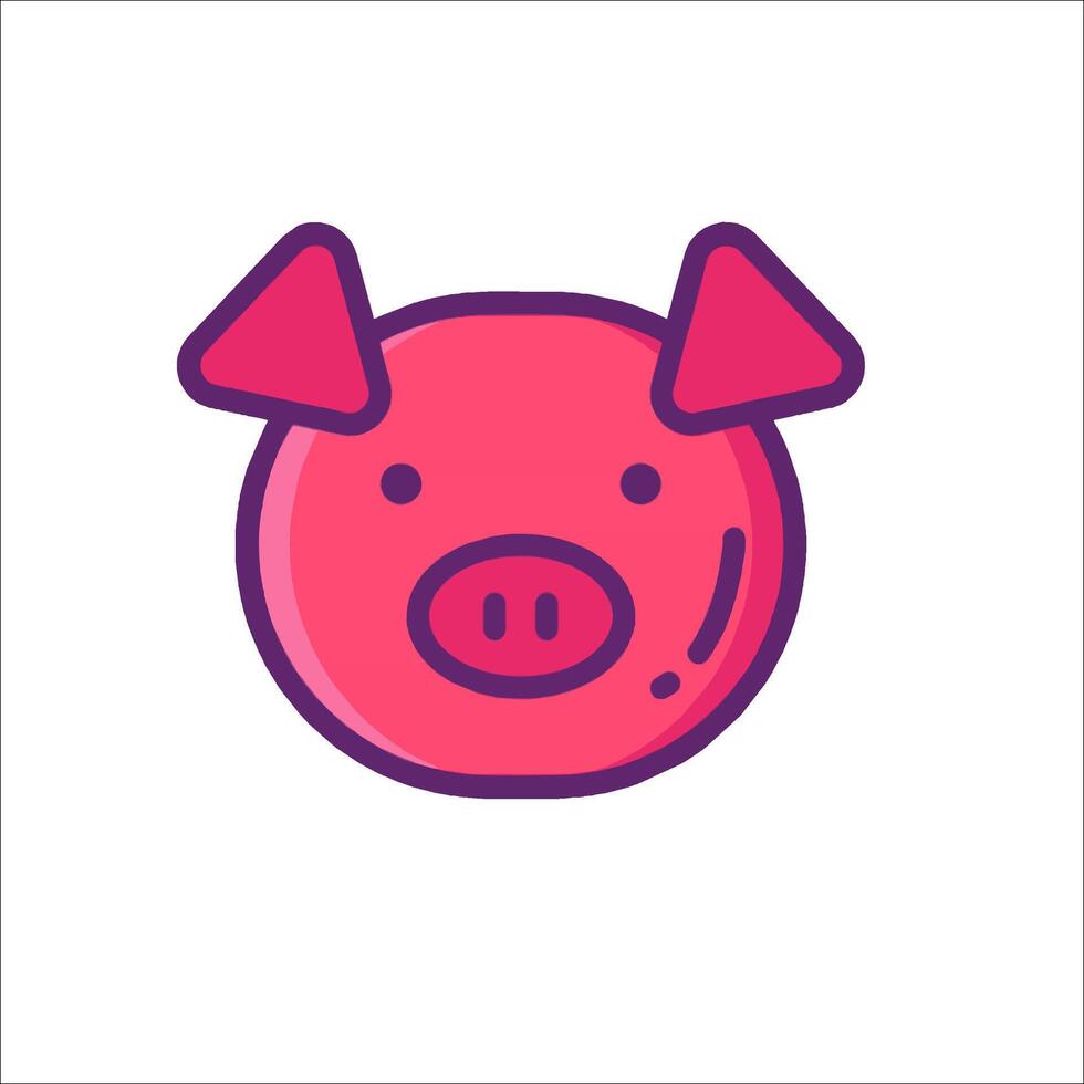 A pink pig head icon on a white background vector