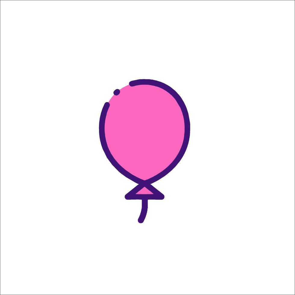 A pink balloon with a purple outline vector