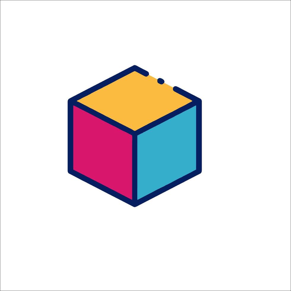 A colorful cube logo with a blue and pink color vector