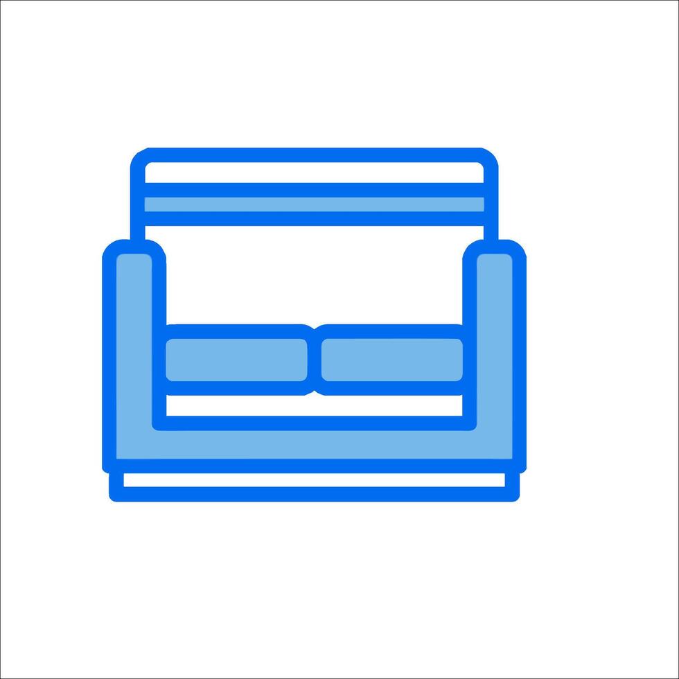 A blue line icon of a couch vector