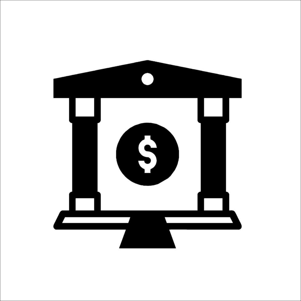 A black and white icon of a bank building vector