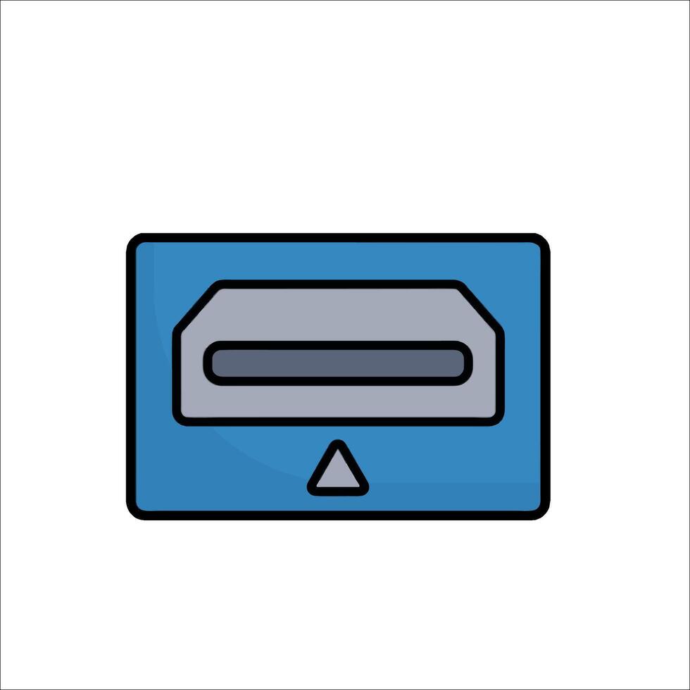A computer with a blue and gray background vector