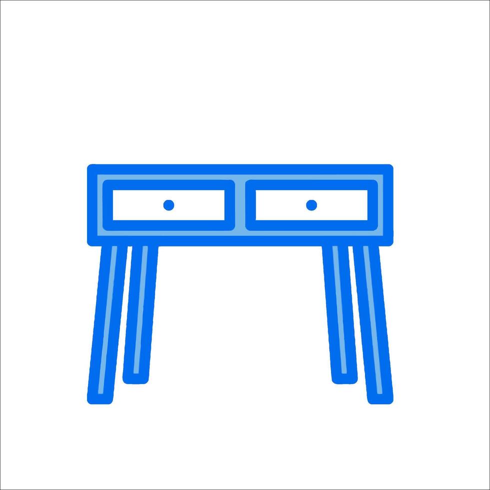 A blue desk with two drawers on it vector