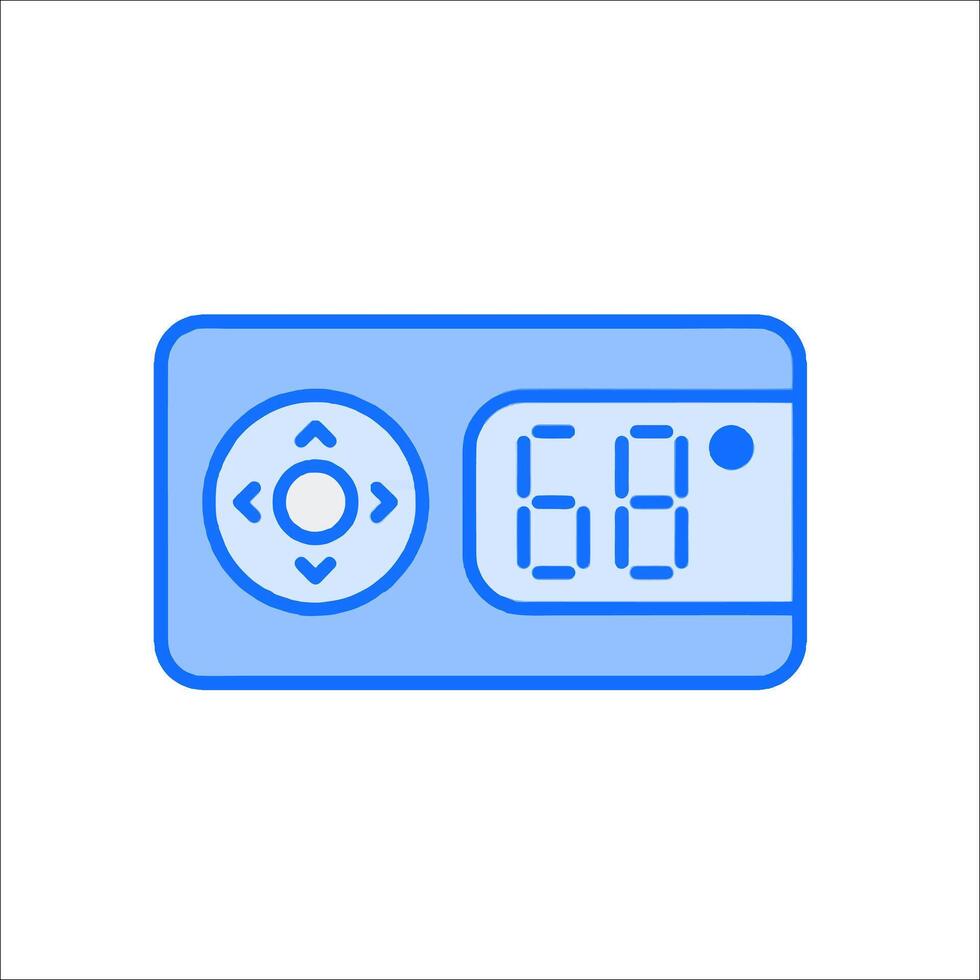 A blue and white icon of a remote control vector