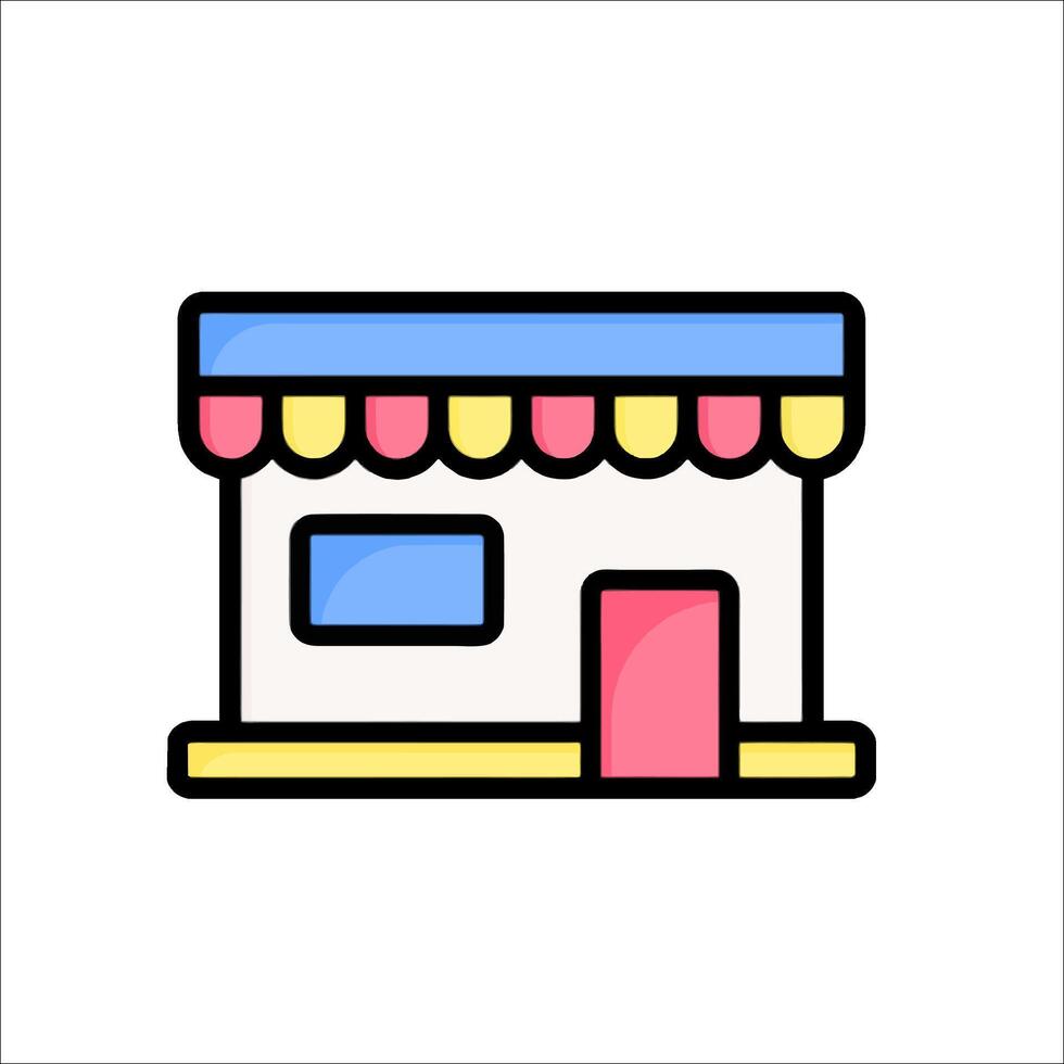 A colorful icon of a store building vector
