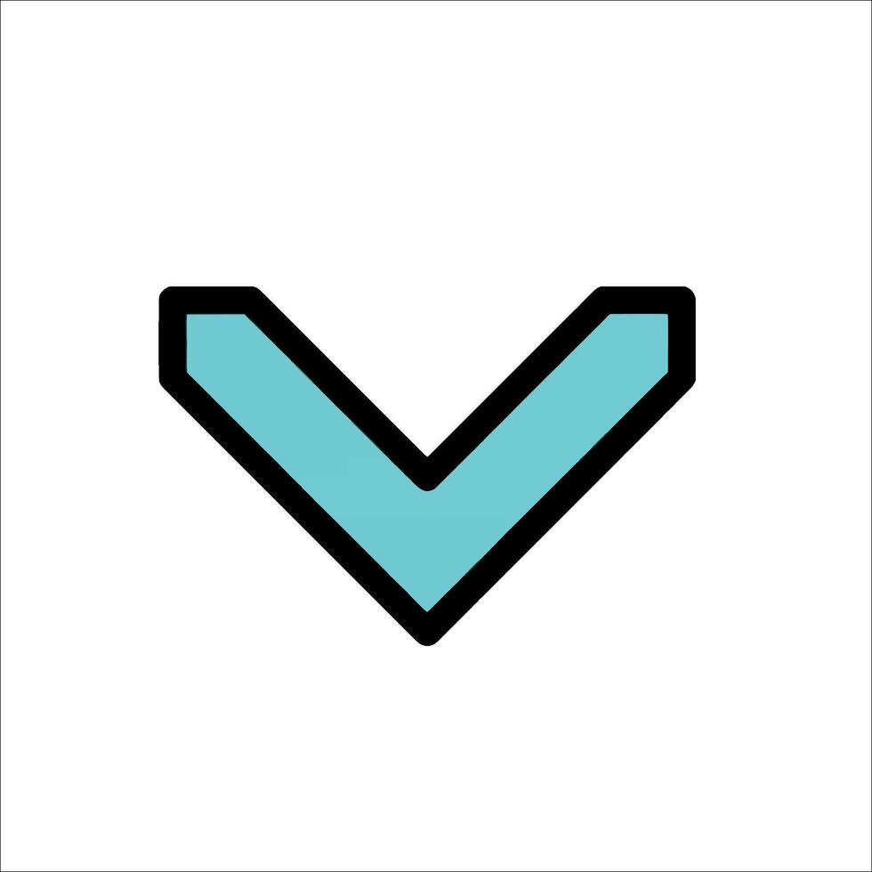 A blue arrow icon with a v in the middle vector