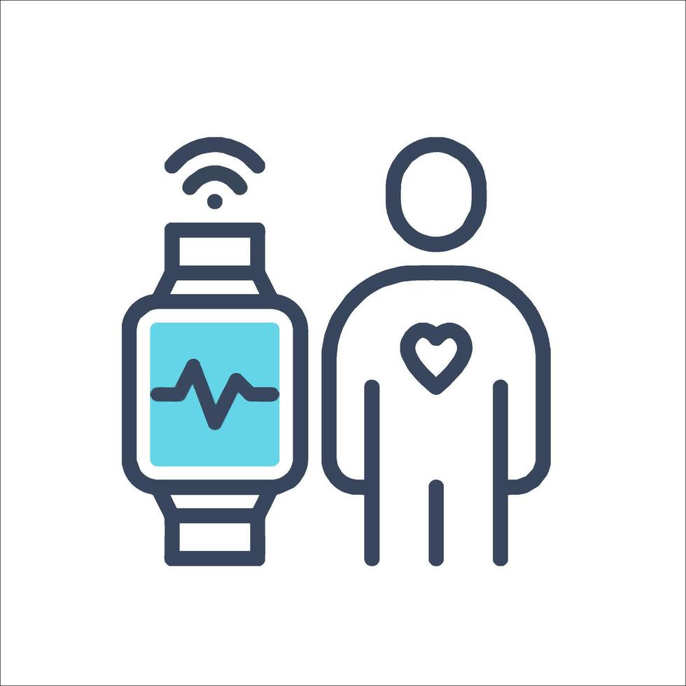 A man with a heart monitor and a smart watch vector
